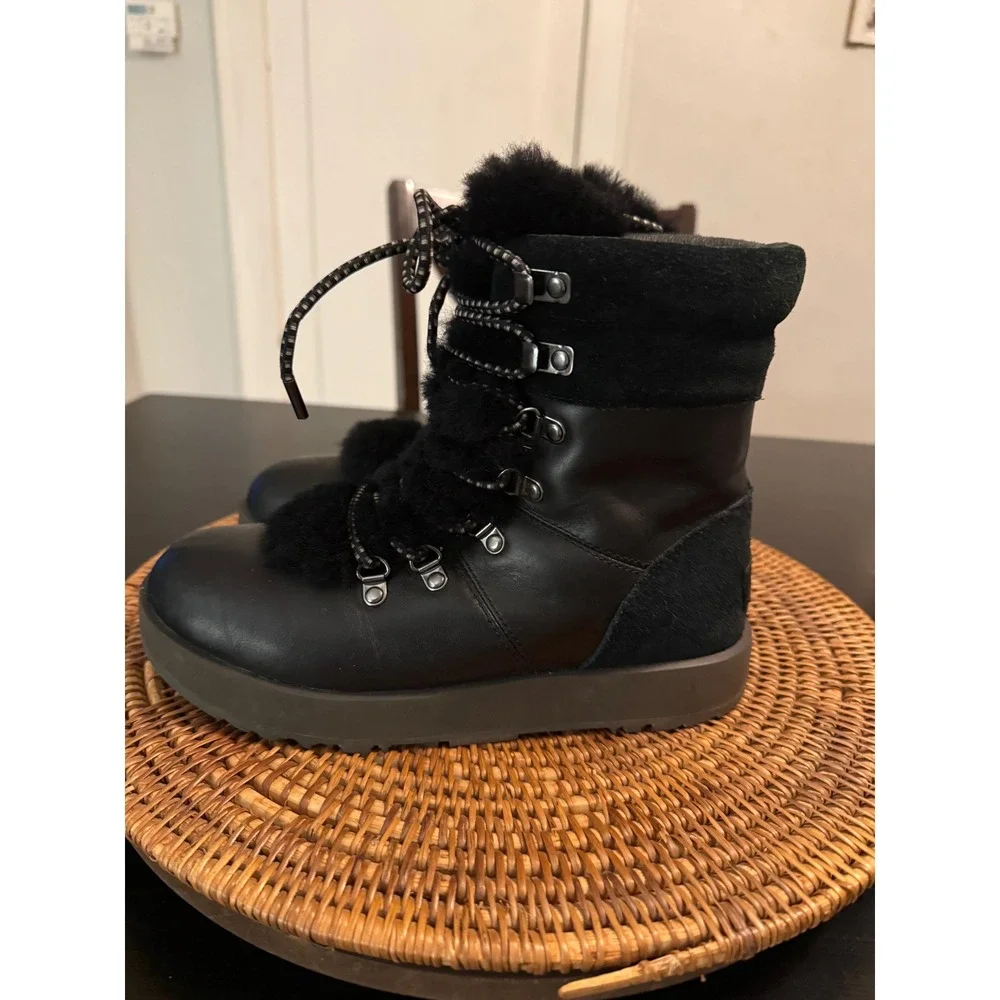 UGG Viki Boot Black‎ Waterproof Leather  Vibram Arctic Grip Women